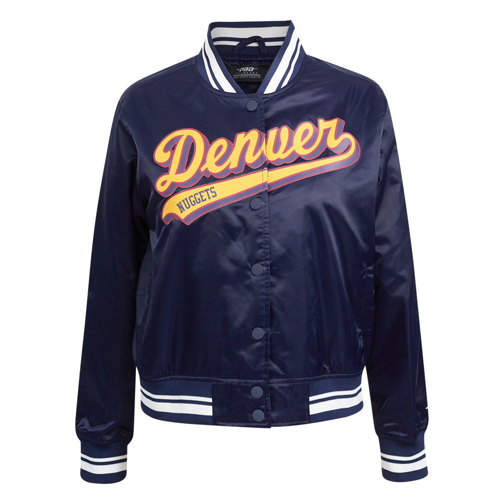 NBA DENVER NUGGETS SCRIPT TAIL WOMEN'S SATIN JACKET (MIDNIGHT NAVY)