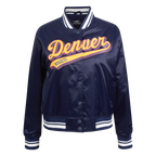 NBA DENVER NUGGETS SCRIPT TAIL WOMEN'S SATIN JACKET (MIDNIGHT NAVY)
