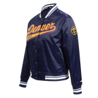 NBA DENVER NUGGETS SCRIPT TAIL WOMEN'S SATIN JACKET (MIDNIGHT NAVY)
