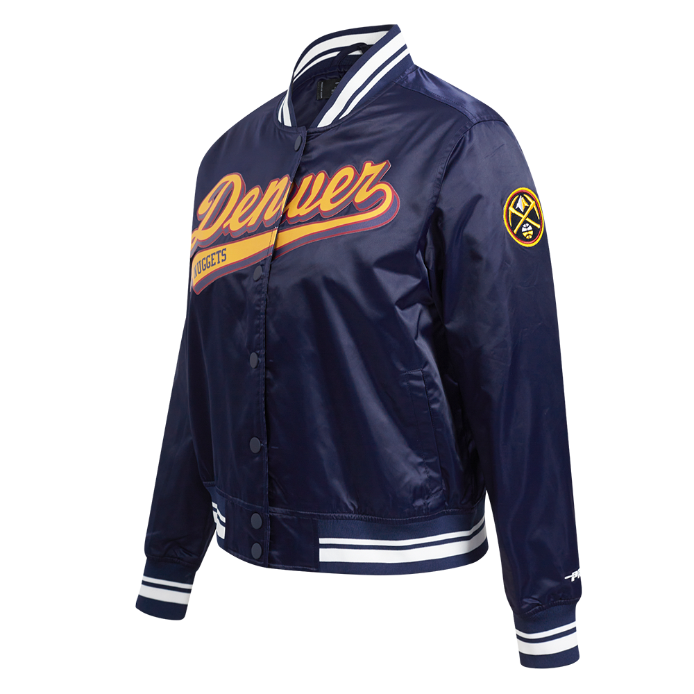 NBA DENVER NUGGETS SCRIPT TAIL WOMEN'S SATIN JACKET (MIDNIGHT NAVY)