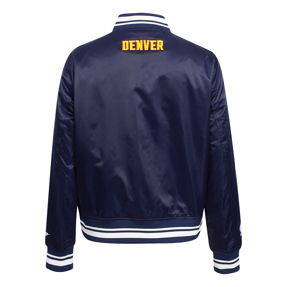 NBA DENVER NUGGETS SCRIPT TAIL WOMEN'S SATIN JACKET (MIDNIGHT NAVY)