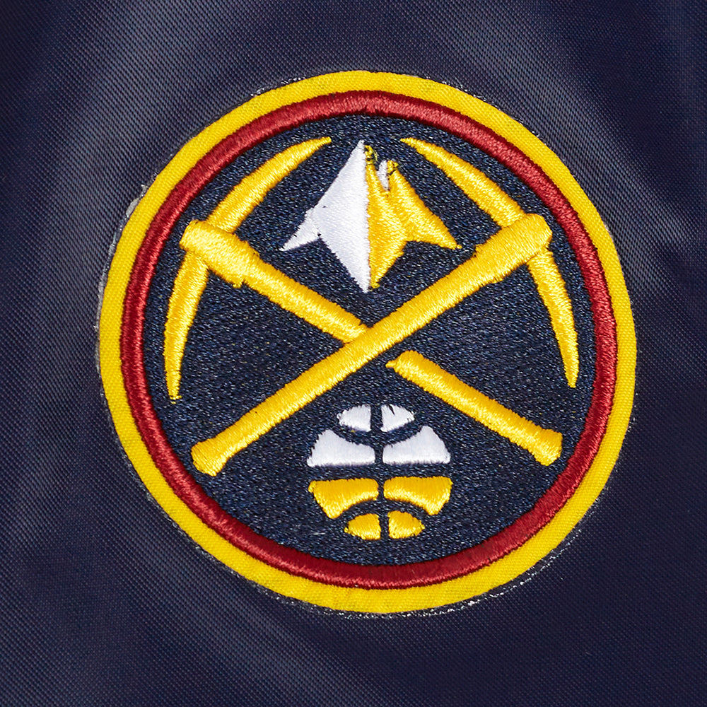 NBA DENVER NUGGETS SCRIPT TAIL WOMEN'S SATIN JACKET (MIDNIGHT NAVY)