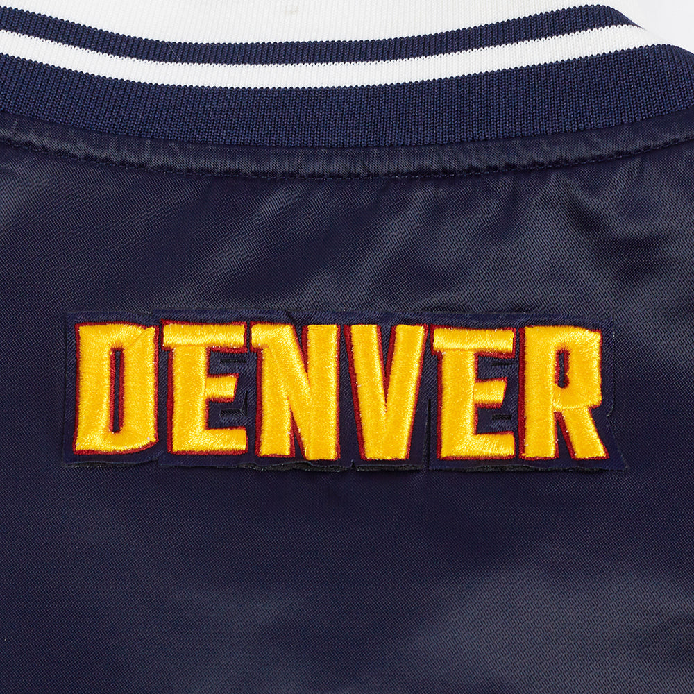 NBA DENVER NUGGETS SCRIPT TAIL WOMEN'S SATIN JACKET (MIDNIGHT NAVY)