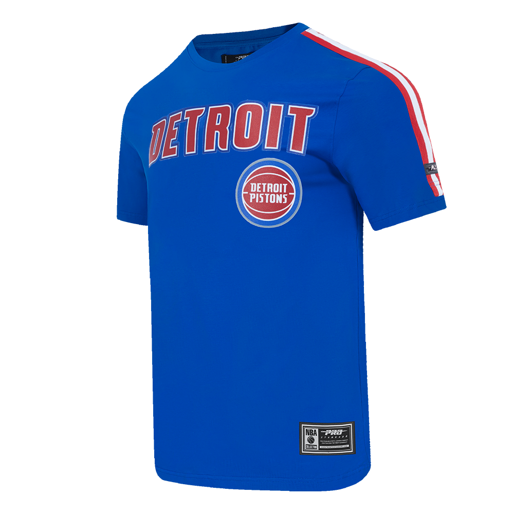 NBA DETROIT PISTONS CLASSIC MEN'S MESH STRIPED TEE (ROYAL BLUE/RED)