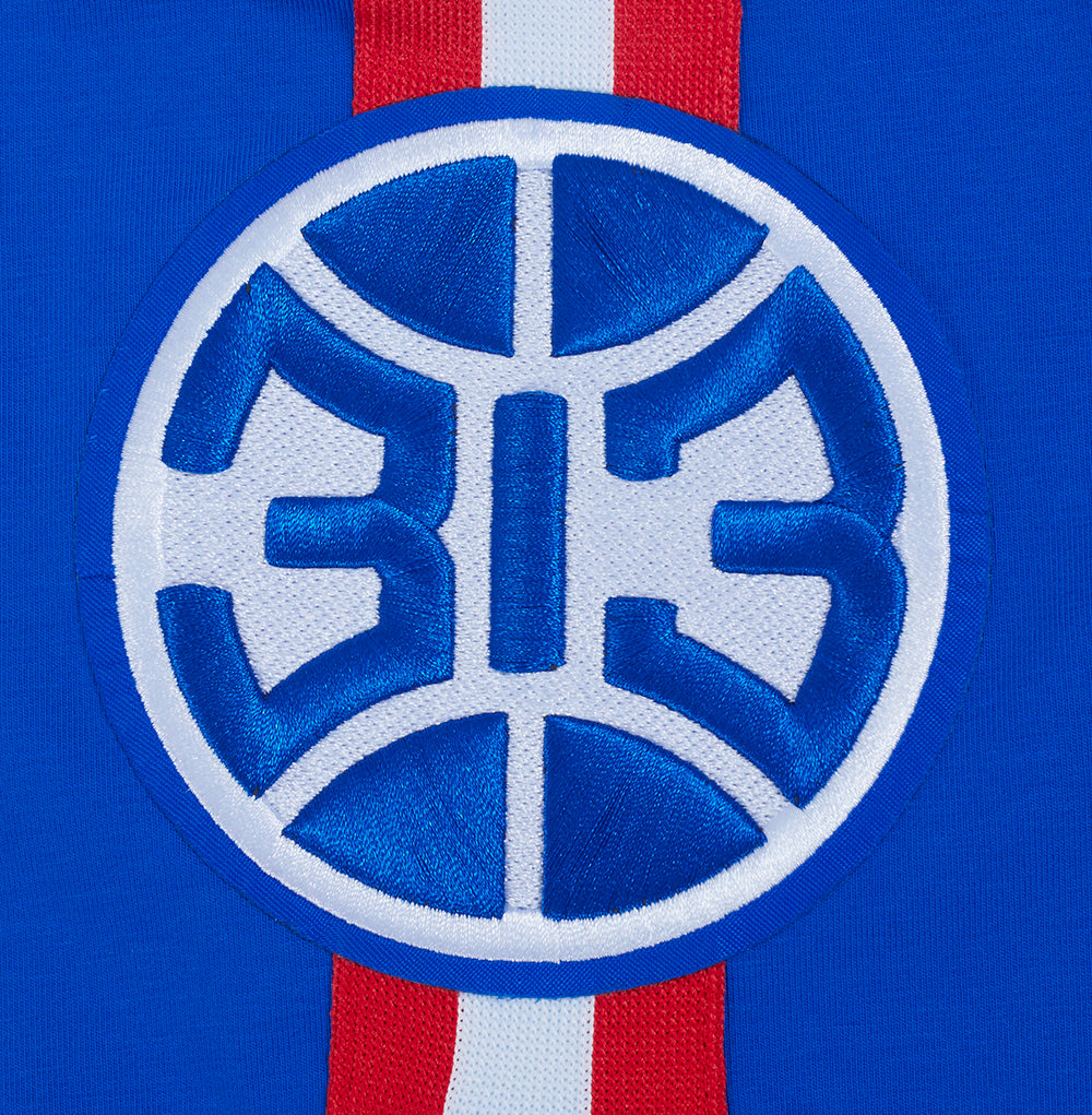 NBA DETROIT PISTONS CLASSIC MEN'S MESH STRIPED TEE (ROYAL BLUE/RED)