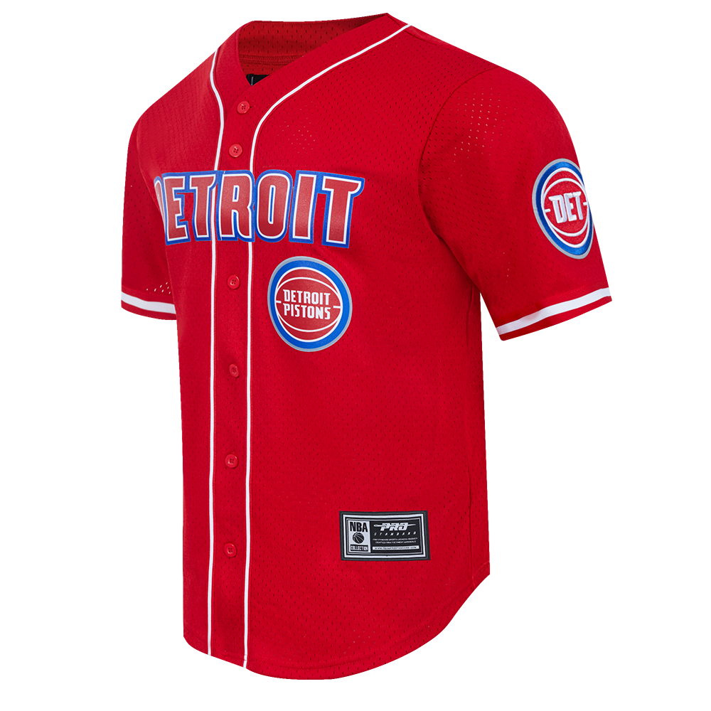 NBA DETROIT PISTONS CLASSIC MESH BUTTON DOWN SHIRT (RED)
