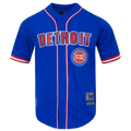 NBA DETROIT PISTONS CLASSIC MEN'S MESH BUTTON DOWN SHIRT (ROYAL BLUE/RED)