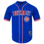 NBA DETROIT PISTONS CLASSIC MEN'S MESH BUTTON DOWN SHIRT (ROYAL BLUE/RED)