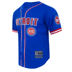NBA DETROIT PISTONS CLASSIC MEN'S MESH BUTTON DOWN SHIRT (ROYAL BLUE/RED)