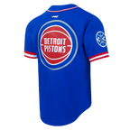 NBA DETROIT PISTONS CLASSIC MEN'S MESH BUTTON DOWN SHIRT (ROYAL BLUE/RED)