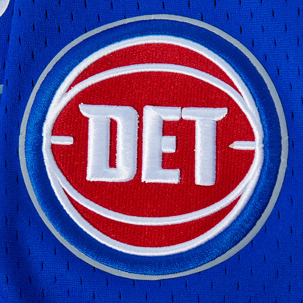 NBA DETROIT PISTONS CLASSIC MEN'S MESH BUTTON DOWN SHIRT (ROYAL BLUE/RED)