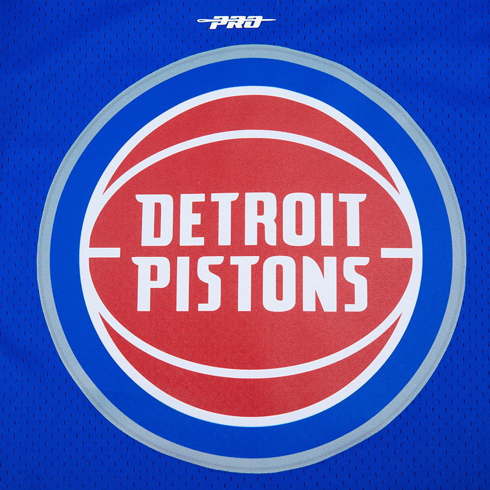 NBA DETROIT PISTONS CLASSIC MEN'S MESH BUTTON DOWN SHIRT (ROYAL BLUE/RED)