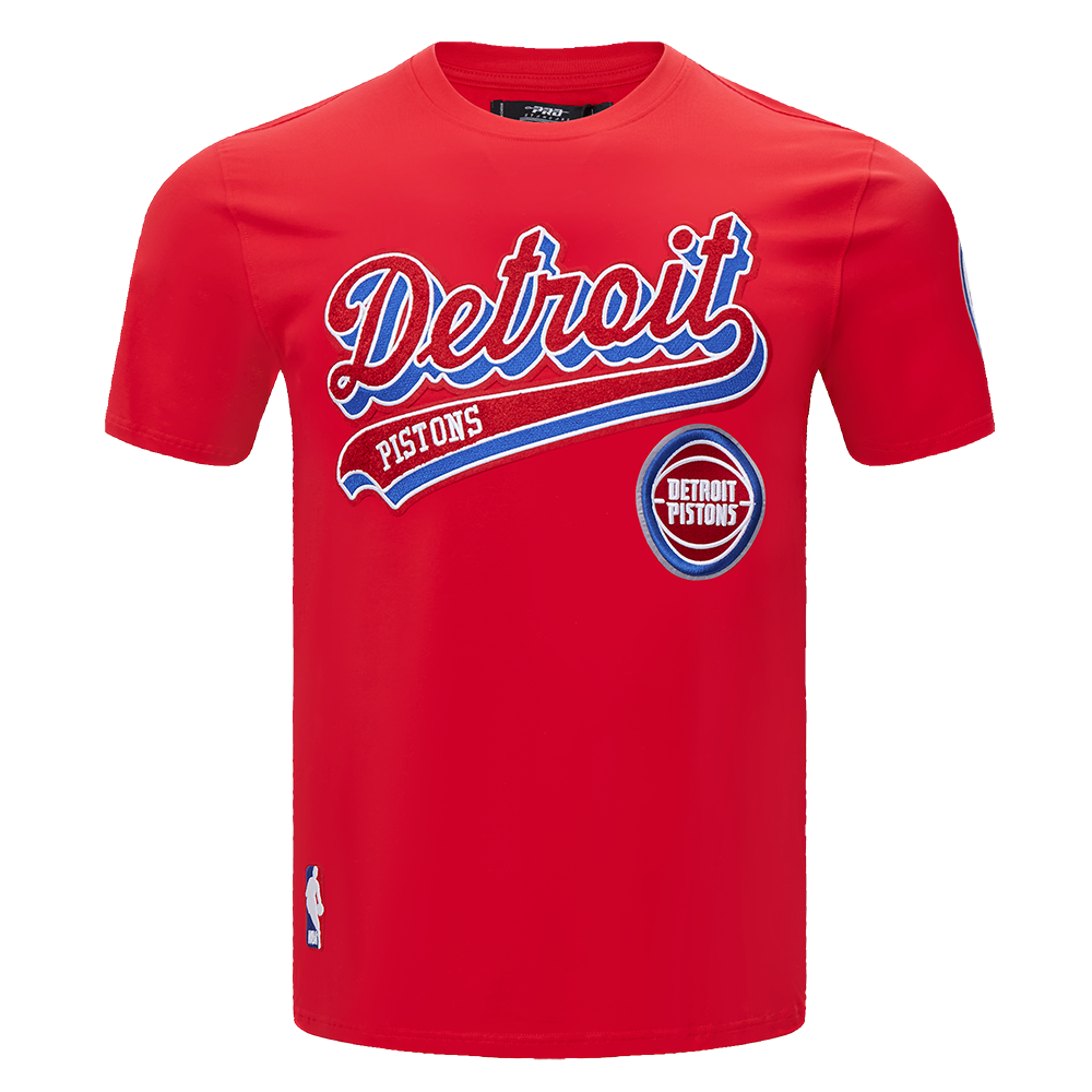 NBA DETROIT PISTONS SCRIPT TAIL MEN'S   TEE (RED)