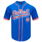NBA DETROIT PISTONS SCRIPT TAIL CHEMISE BOUTONNÉE EN FILET POUR HOMME (BLEU ROYAL/ROUGE)