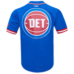 NBA DETROIT PISTONS SCRIPT TAIL CHEMISE BOUTONNÉE EN FILET POUR HOMME (BLEU ROYAL/ROUGE)