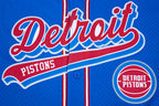 NBA DETROIT PISTONS SCRIPT TAIL CHEMISE BOUTONNÉE EN FILET POUR HOMME (BLEU ROYAL/ROUGE)