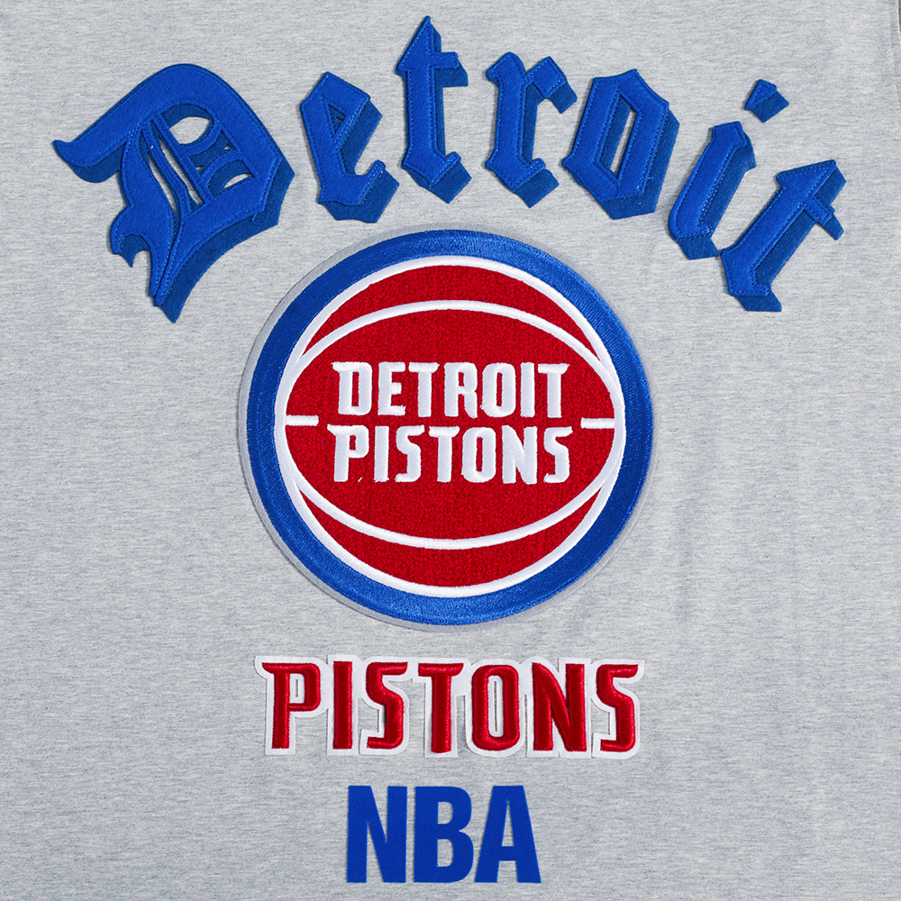 NBA DETROIT PISTONS OLD ENGLISH MEN'S TEE (HEATHER GREY)