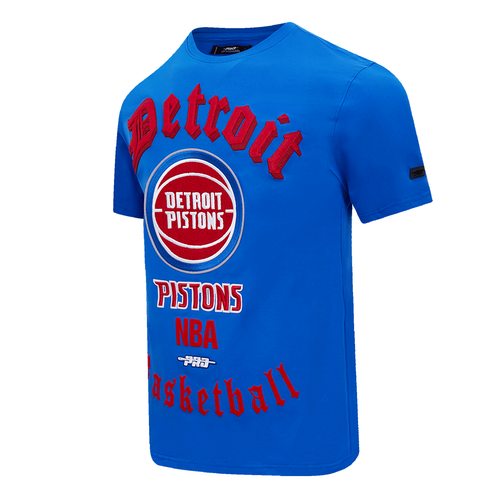 NBA DETROIT PISTONS OLD ENGLISH MEN'S TEE (ROYAL BLUE)