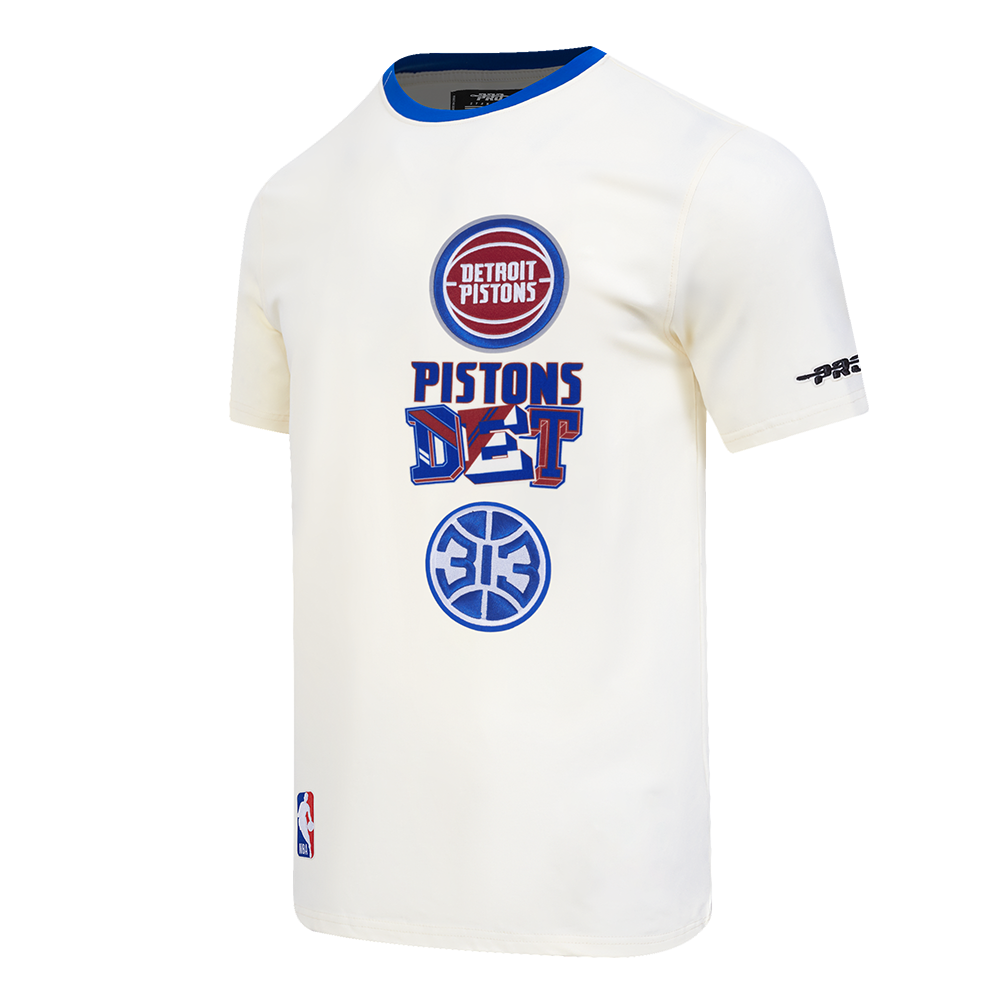 NBA DETROIT PISTONS RETRO CASCADE MEN'S RINGER TEE (EGGSHELL/ROYAL BLUE)