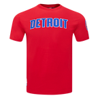 NBA DETROIT PISTONS CLASSIC CHENILLE T-SHIRT POUR HOMME (ROUGE)