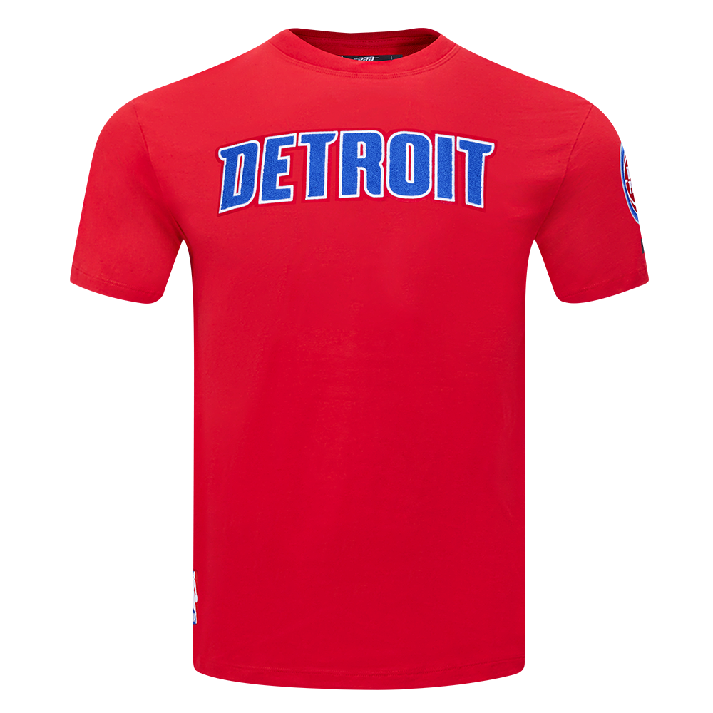 NBA DETROIT PISTONS CLASSIC CHENILLE T-SHIRT POUR HOMME (ROUGE)