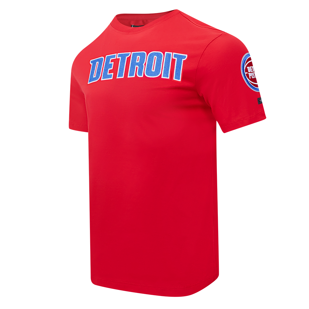 NBA DETROIT PISTONS CLASSIC CHENILLE T-SHIRT POUR HOMME (ROUGE)