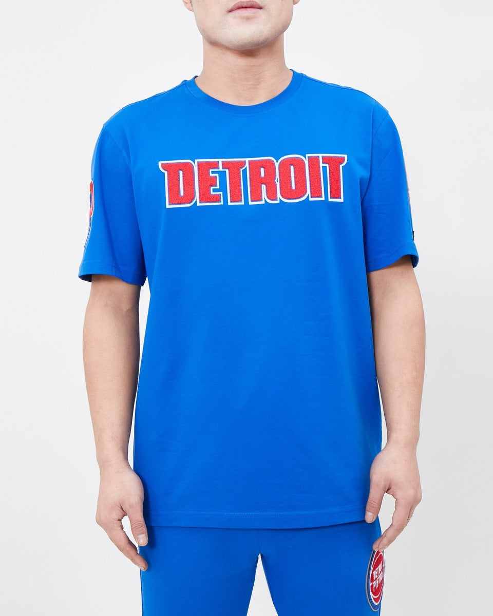 NBA DETROIT PISTONS CLASSIC CHENILLE MEN'S TEE (ROYAL BLUE)