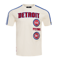 NBA DETROIT PISTONS RETRO CLASSIC MEN'S STRIPED TEE (EGGSHELL/ ROYAL BLUE)