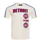 NBA DETROIT PISTONS RETRO CLASSIC MEN'S STRIPED TEE (EGGSHELL/ ROYAL BLUE)