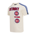 NBA DETROIT PISTONS RETRO CLASSIC MEN'S STRIPED TEE (EGGSHELL/ ROYAL BLUE)