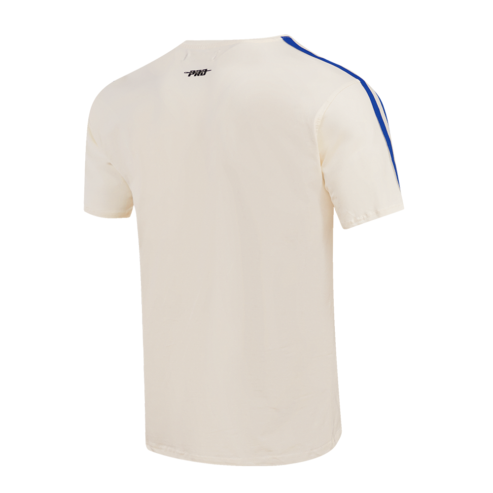 NBA DETROIT PISTONS RETRO CLASSIC MEN'S STRIPED TEE (EGGSHELL/ ROYAL BLUE)