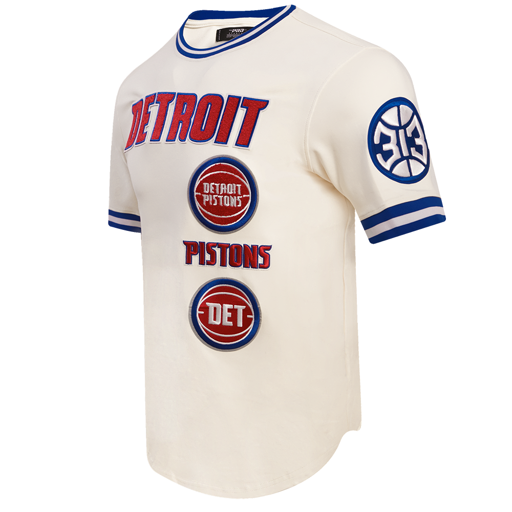 NBA DETROIT PISTONS RETRO CLASSIC MEN'S TEE (EGGSHELL/ ROYAL BLUE)