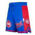 NBA DETROIT PISTONS SCRIPT TAIL SHORT EN MAILLE DOUBLE 2.0 POUR HOMME (BLEU ROYAL/ROUGE)