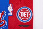 NBA DETROIT PISTONS SCRIPT TAIL SHORT EN MAILLE DOUBLE 2.0 POUR HOMME (BLEU ROYAL/ROUGE)