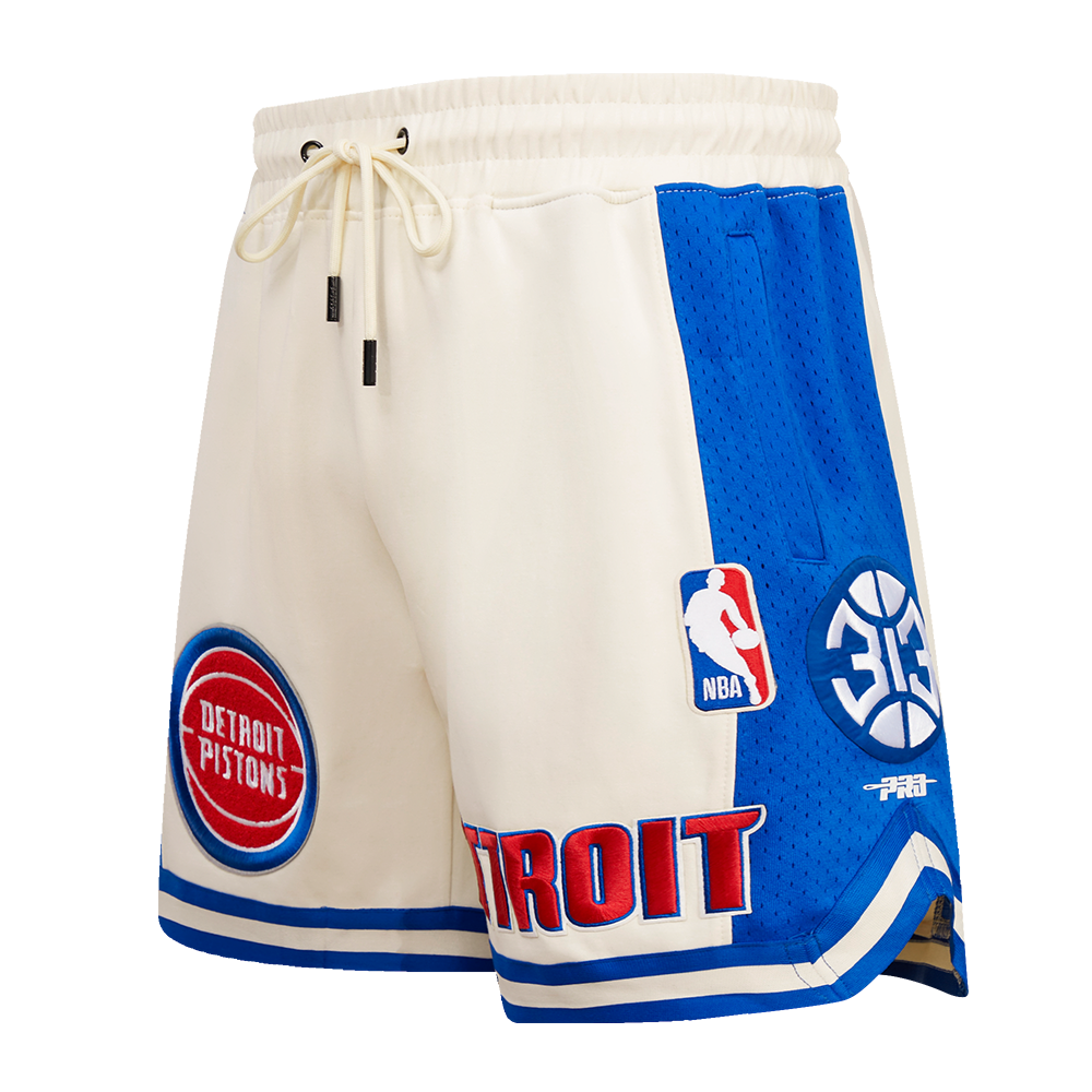 NBA DETROIT PISTONS RETRO CLASSIC SHORT 2.0 POUR HOMME (COQUILLE D'ŒUF/BLEU ROYAL)