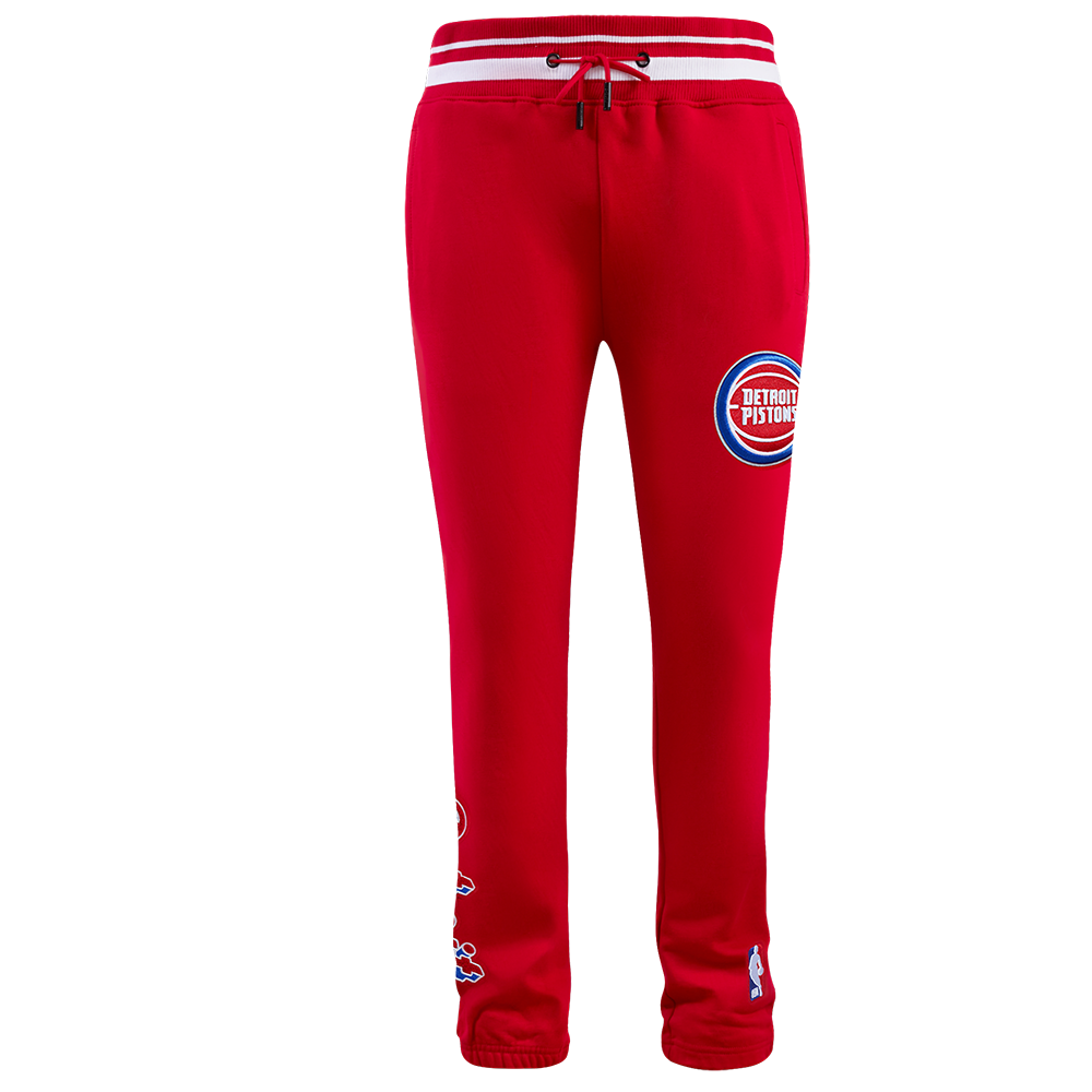 NBA DETROIT PISTONS SCRIPT TAIL MEN'S RIB FLEECE SWEATPANT (RED)