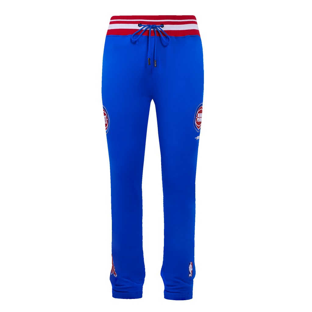 NBA DETROIT PISTONS SCRIPT TAIL MEN'S RIB FLEECE SWEATPANT (ROYAL BLUE/RED)