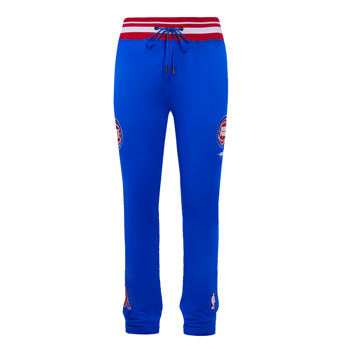NBA DETROIT PISTONS SCRIPT TAIL MEN'S RIB FLEECE SWEATPANT (ROYAL BLUE/RED)