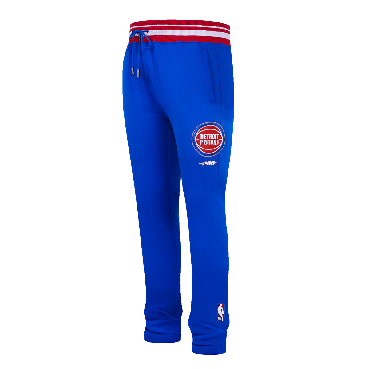 NBA DETROIT PISTONS SCRIPT TAIL MEN'S RIB FLEECE SWEATPANT (ROYAL BLUE/RED)