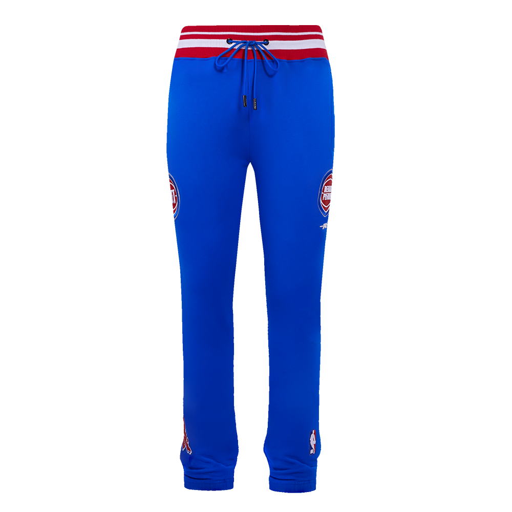 NBA DETROIT PISTONS SCRIPT TAIL MEN'S RIB FLEECE SWEATPANT (ROYAL BLUE/RED)