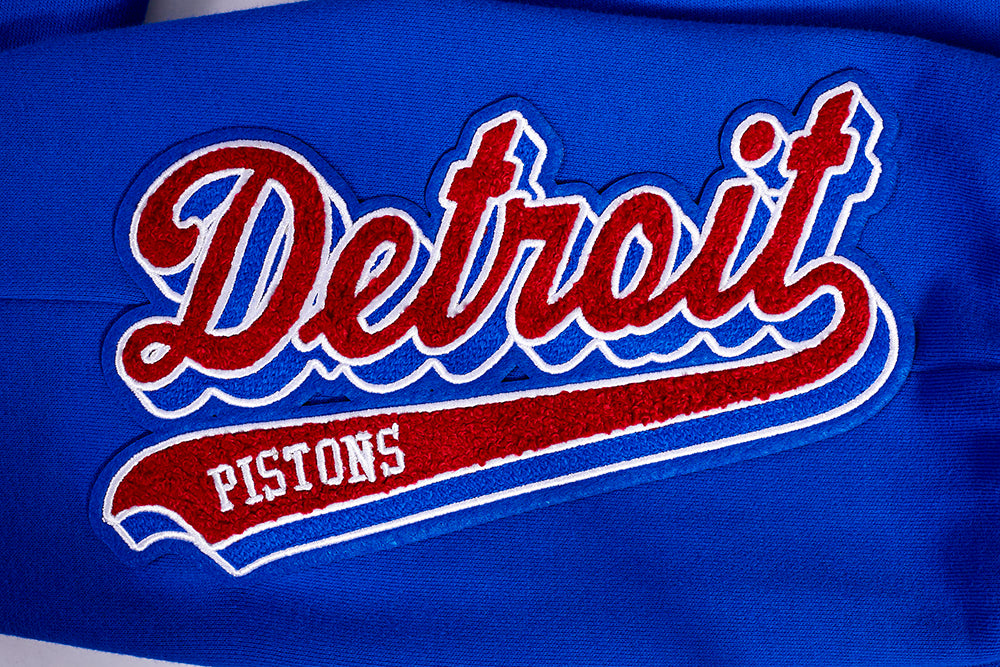 NBA DETROIT PISTONS SCRIPT TAIL MEN'S RIB FLEECE SWEATPANT (ROYAL BLUE/RED)