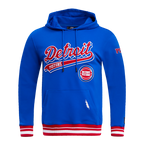 NBA DETROIT PISTONS SCRIPT TAIL CHANDAIL À CAPUCHON EN MOLLETON CÔTELÉ POUR HOMME (BLEU ROYAL/ROUGE)