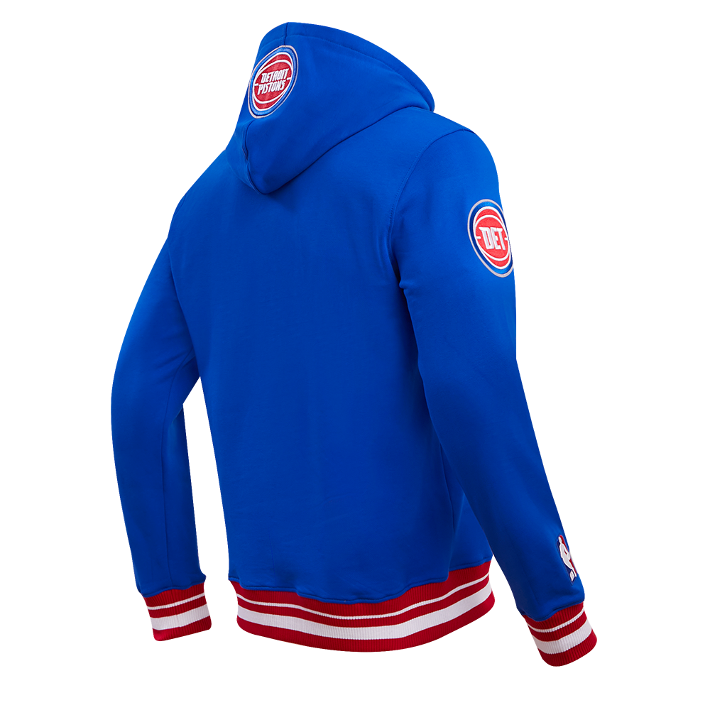 NBA DETROIT PISTONS SCRIPT TAIL CHANDAIL À CAPUCHON EN MOLLETON CÔTELÉ POUR HOMME (BLEU ROYAL/ROUGE)