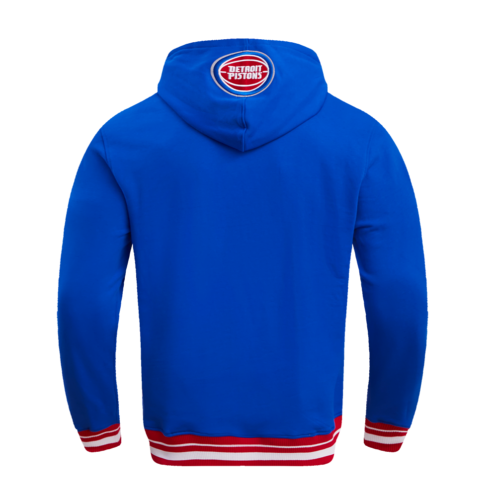 NBA DETROIT PISTONS SCRIPT TAIL CHANDAIL À CAPUCHON EN MOLLETON CÔTELÉ POUR HOMME (BLEU ROYAL/ROUGE)