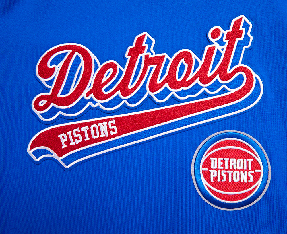 NBA DETROIT PISTONS SCRIPT TAIL CHANDAIL À CAPUCHON EN MOLLETON CÔTELÉ POUR HOMME (BLEU ROYAL/ROUGE)
