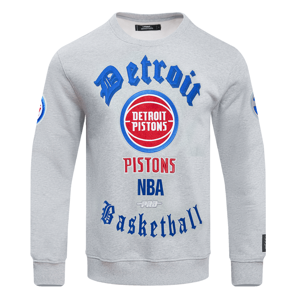 NBA DETROIT PISTONS OLD ENGLISH CHANDAIL À COL ROND POUR HOMME (GRIS CHINÉ)