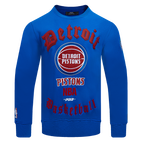 NBA DETROIT PISTONS OLD ENGLISH MEN'S CREWNECK (ROYAL BLUE)