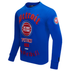 NBA DETROIT PISTONS OLD ENGLISH MEN'S CREWNECK (ROYAL BLUE)