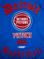 NBA DETROIT PISTONS OLD ENGLISH MEN'S CREWNECK (ROYAL BLUE)