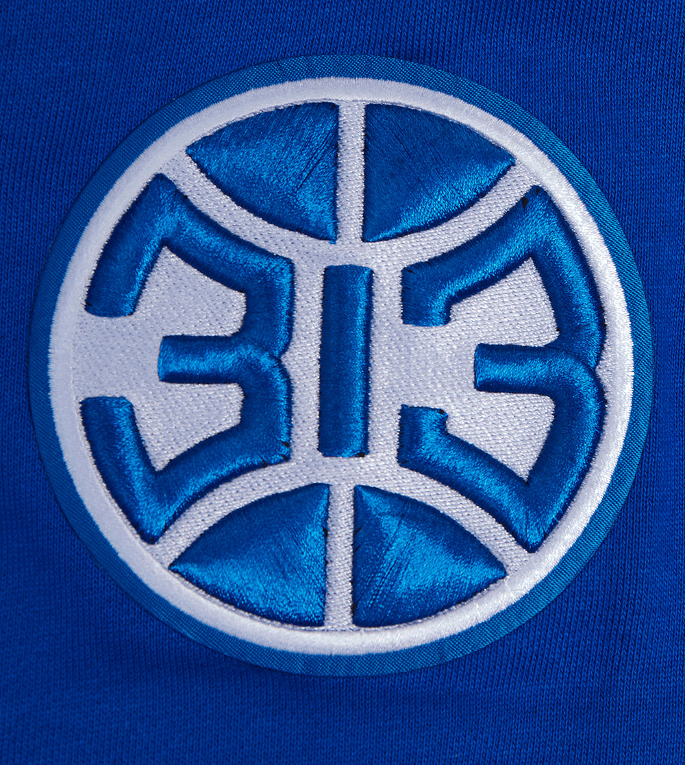 NBA DETROIT PISTONS OLD ENGLISH MEN'S CREWNECK (ROYAL BLUE)